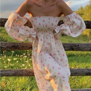 Sleeper Atlanta linen rose print dress